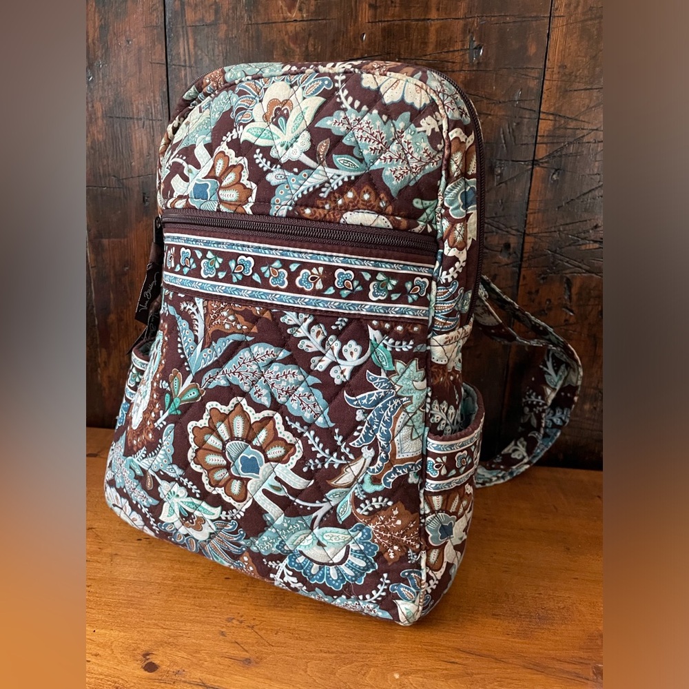 Retired Vera Bradley Quilted Backpack Java Blue P… - image 2